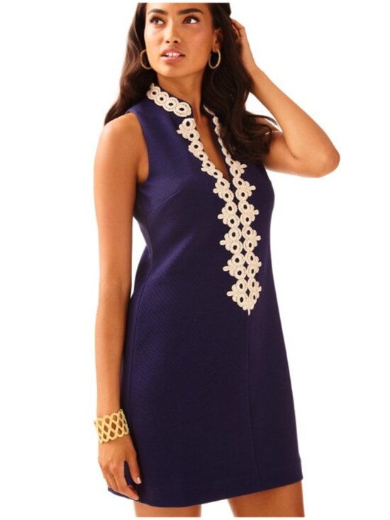 Lilly Pulitzer Dresses & Skirts - Lilly Pulitzer Callista High Collar Shift Dress in True Navy